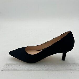 YDN Black Suede Kitten Heel Pumps Pointed Toe Dress Shoes for Office Lady